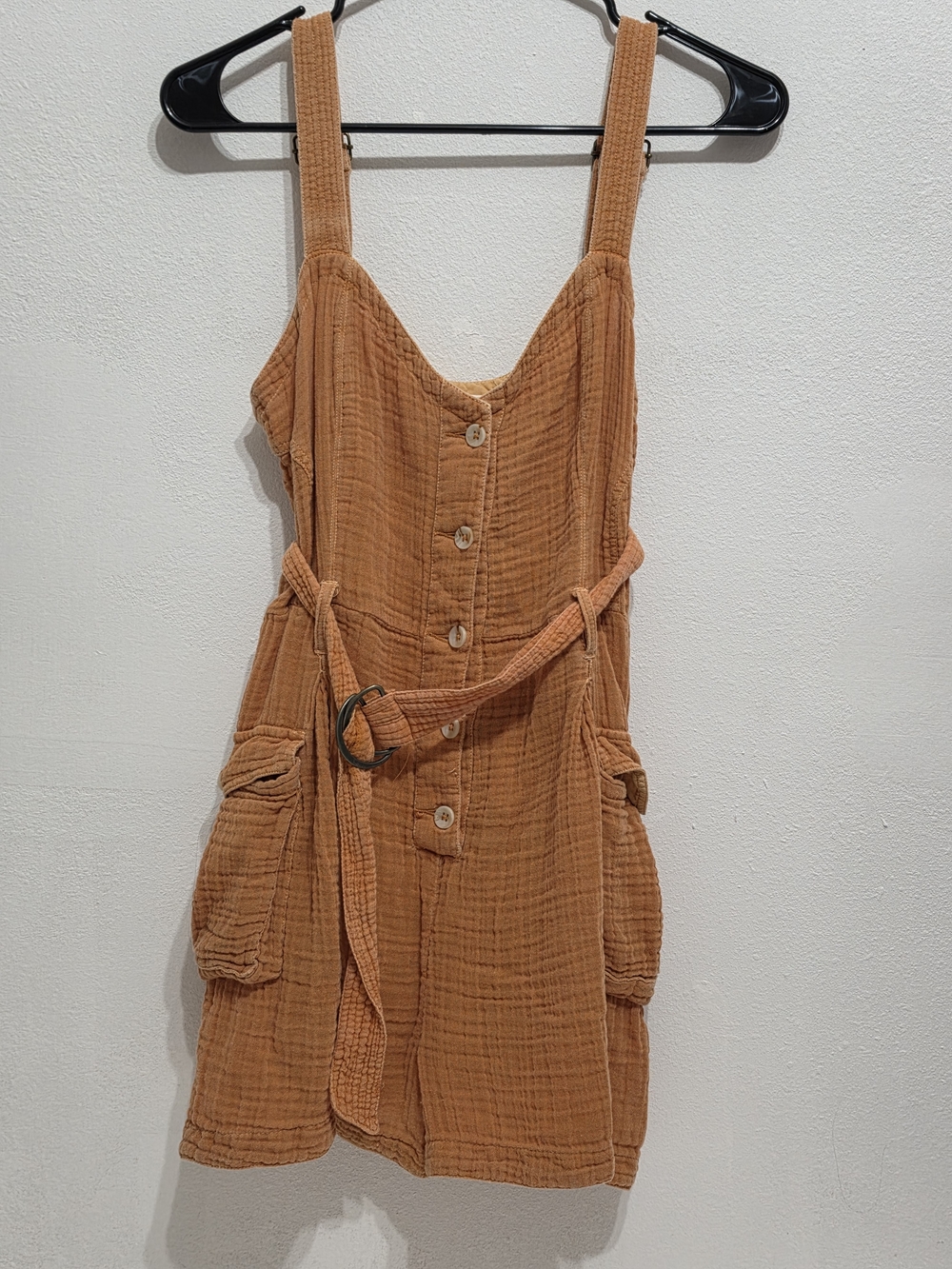 Anthropologie Cotton Gauze Romper in Orange Size Small